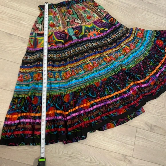 VTG SOFT SURROUNDINGS Boho Gypsy Kamala Jungle Print Maxi Skirt Size Large - Picture 7 of 7